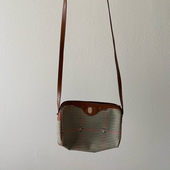 Vintage Houndstooth Leather Crossbody Bag - Picture 1 of 4